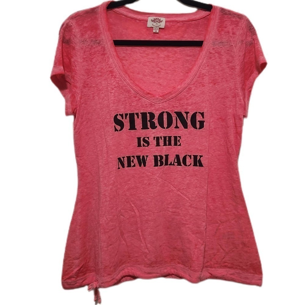 Pink‎ Lotus Hot Pink & Black Athleisure Workout Burnout Tee Shirt Size Medium
